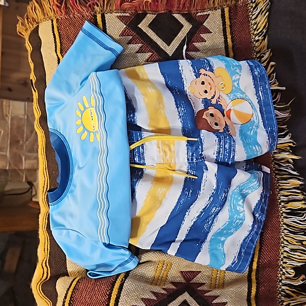 Cocomelon  2T swim set for boys with Dinosaurs  swim trunks size 2T